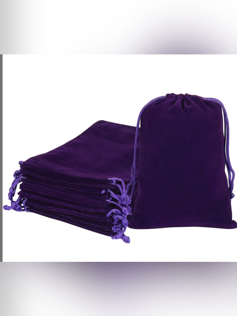 Purple Velvety Drawstring Jewelry Pouch - 20 Pack of Velvety Bags - Picture 1 of 9